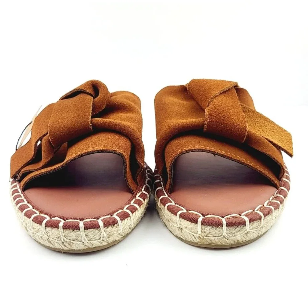 CREVO Women's Suede Bow‎ Slide Sandals - Size 10